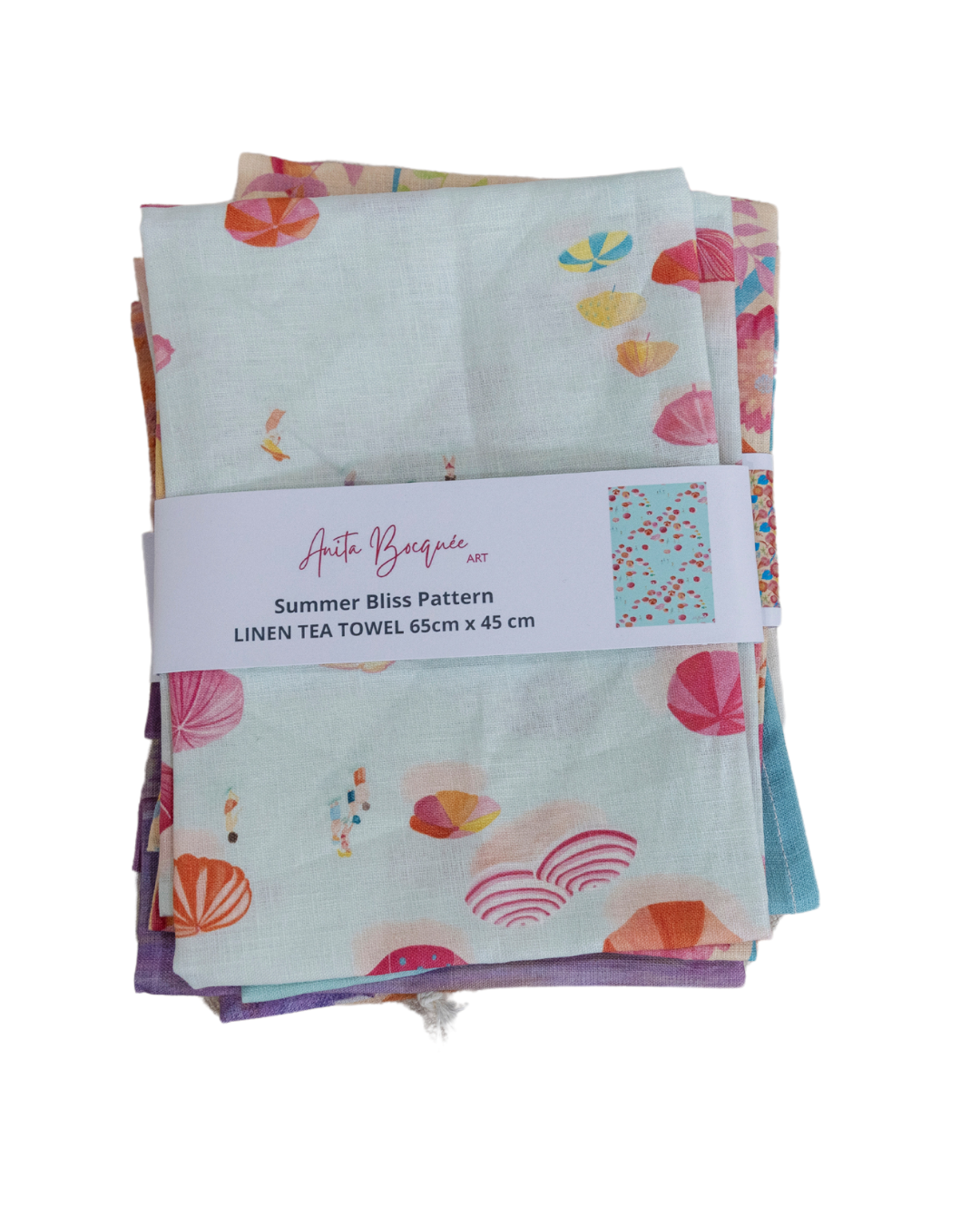 Summer Bliss Pattern Linen Tea Towel