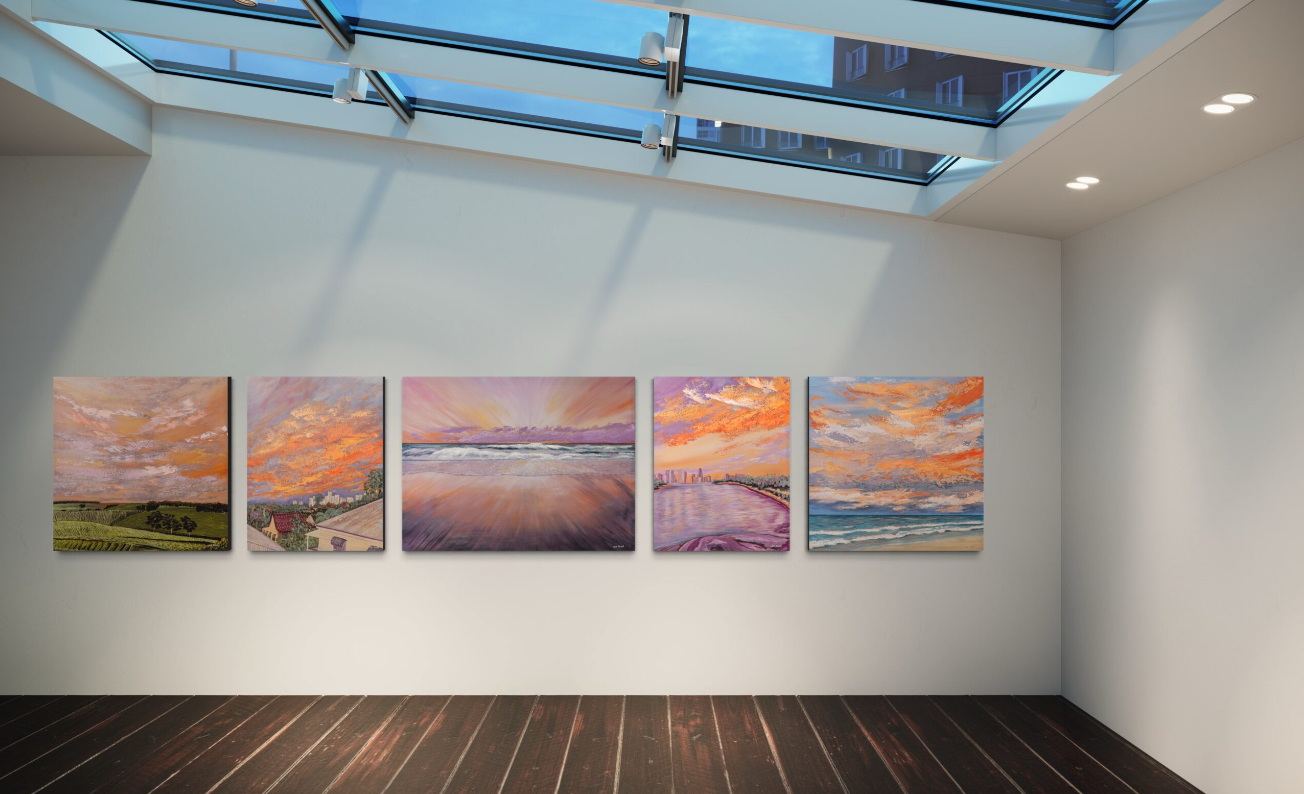 Kangaroo Point Sunset (Embellished Canvas Art Prints)