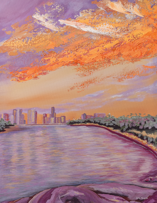 Kangaroo Point Sunset (Embellished Canvas Art Prints)