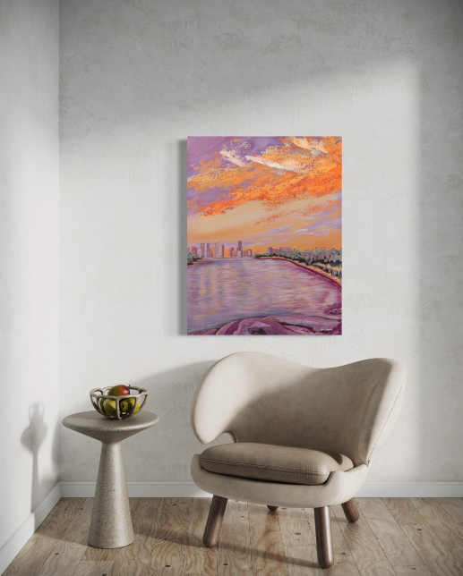 Kangaroo Point Sunset (Embellished Canvas Art Prints)