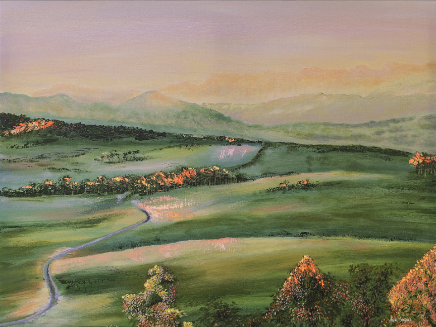 Pink Hiddenvale Sunrise (Embellished Canvas Art Prints)