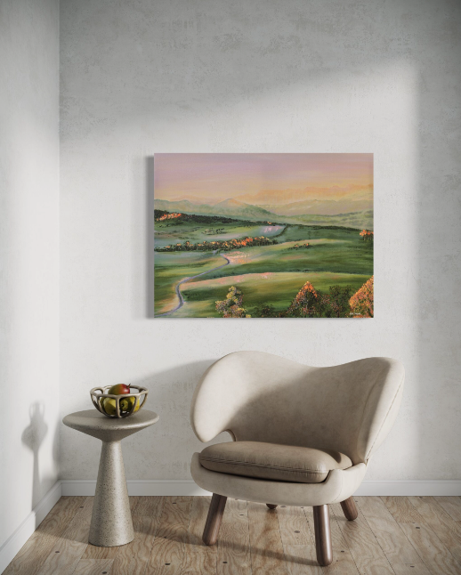 Pink Hiddenvale Sunrise (Embellished Canvas Art Prints)