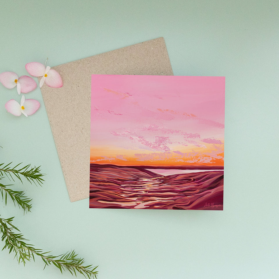 Sunset Ribbons Square Card