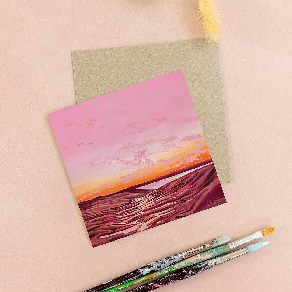 Sunset Ribbons Square Card