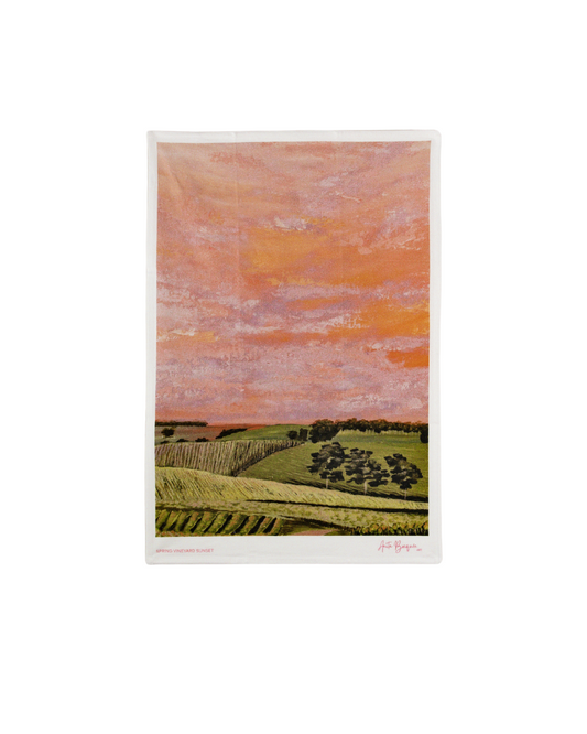 Orange Vineyard Sunset Cotton Tea Towel