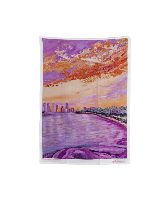 Kangaroo Point Sunset Linen Tea Towel