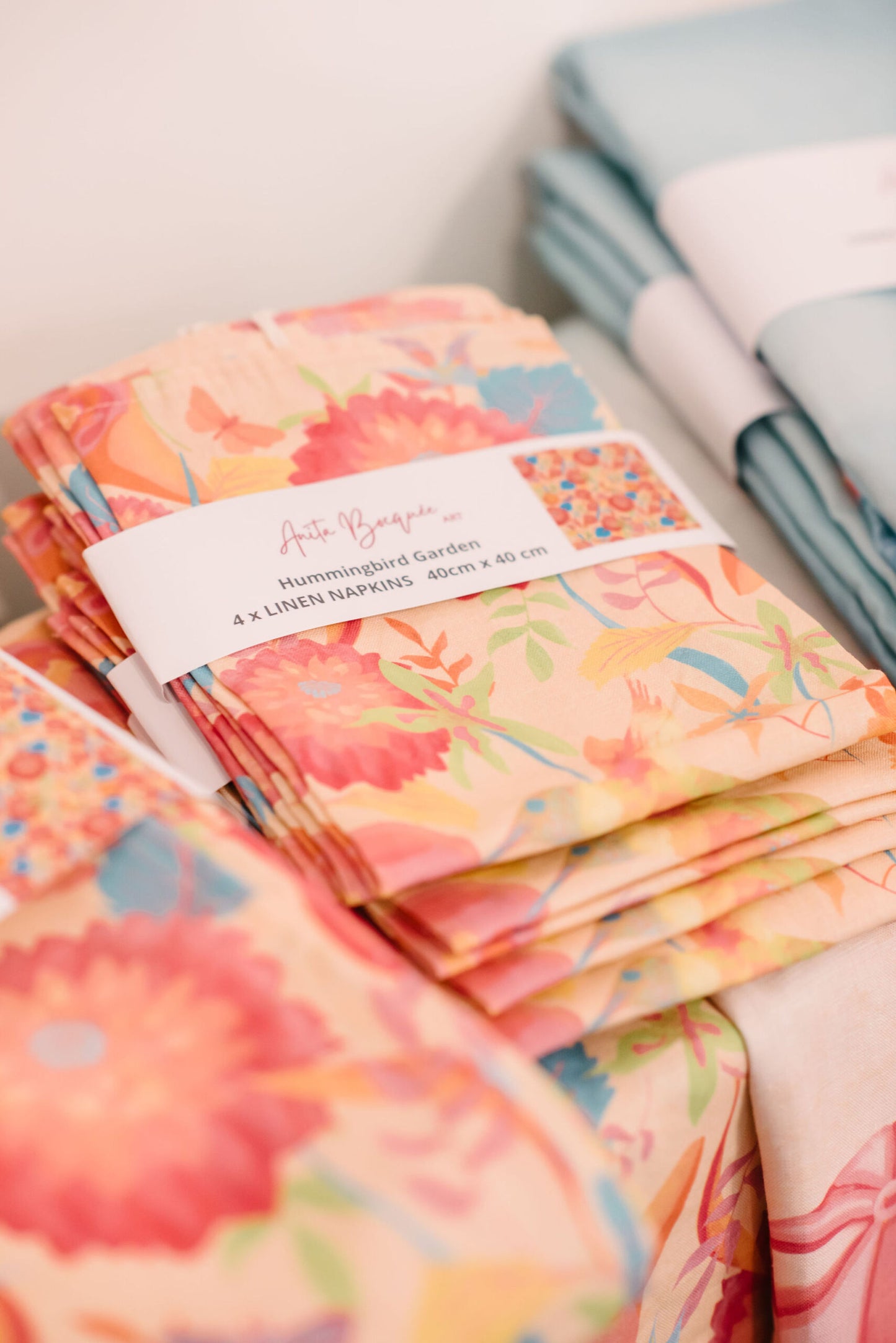 Hummingbird Pattern Linen Napkins