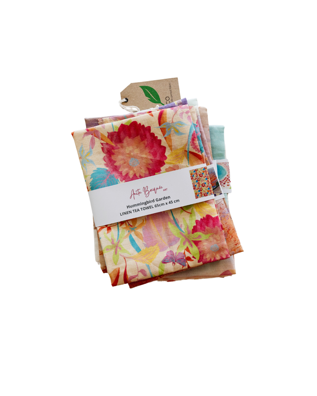 Hummingbird Garden Linen Tea Towel