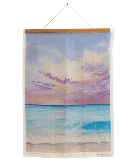 Tumbling Waves Linen Tea Towel