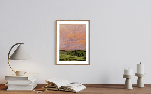 Orange Vineyard Sunset Fine Art Print