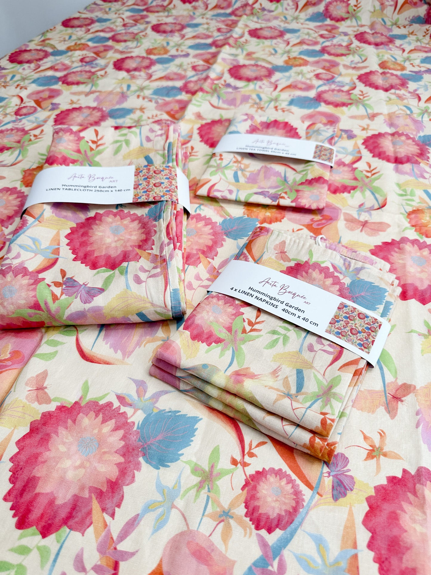 Hummingbird Pattern Linen Napkins