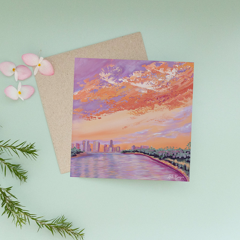 Kangaroo Point Sunset Square Card