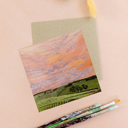 Vineyard Sunset Square Card