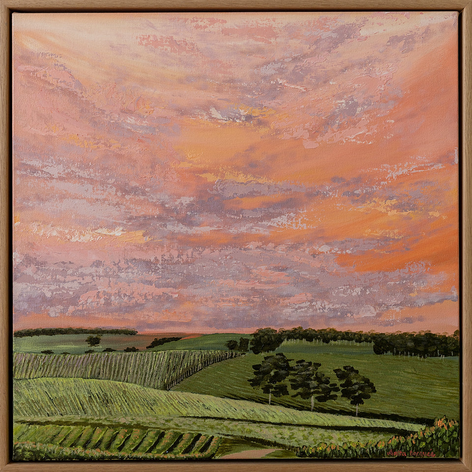 SOLD Orange Vineyard Sunset (Original)